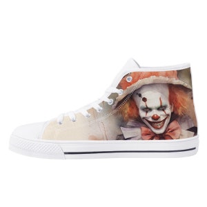 IT High-Top Canvas Shoes, Halloween Shoes, Horror Clown, Creepy Sneakers Gift For Horror Fans