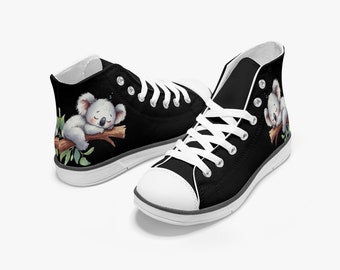 Cute Koala Bear Kid's High-top Canvas Shoes, Kids Converse Style