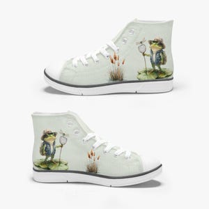 Summer High Top sneakers / Frog Kid&#39;s High-Top Canvas Shoes / Adventure Frog Shoes For Kids / Converse Style /