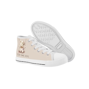 Cute Swinging Bear Shoes, Girl High Top Canvas Shoes, Adorable Bear Canvas Sneakers, Converse Style, Personalized Cute girl shoes