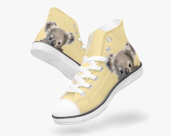 Koala Kid's High-top Canvas Shoes Peeking Koala Cute Kids Shoe