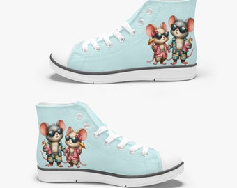 Summer Mouse Cute Kid's High-Top Canvas Shoes, Toddles shoes, Kids Converse, Kids summer Beach shoes, Shoes For Pre Schooler