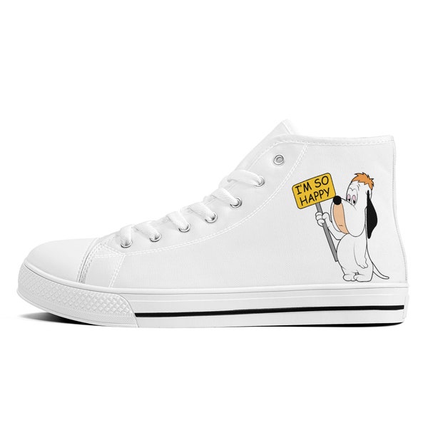 High Top Canvas Shoes Droopy Cartoon I Am So Happy Dog gift for Droopy Lover Gift For Her Gift For Him