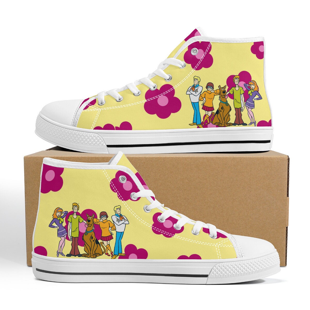 Scooby Doo, Flower Power, Cartoon High Top Sneakers