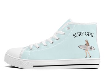 Surf Girl, Wysokie płócienne buty, Letnie trampki dla kobiet, Styl Converse,