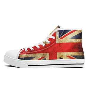 High-Top Canvas Shoes English Vintage Flag Proud British Union Jack Sneakers