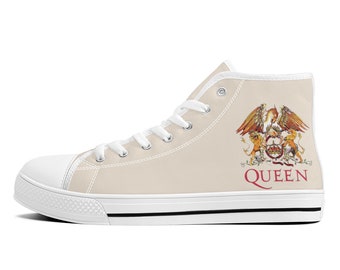 Chaussures en toile montantes Queen, baskets classiques à écusson, amoureux de Freddy Mercury