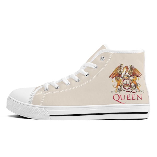 Queen High-Top Canvas Schuhe, Classic Crest Design Sneakers, Freddy Mercury Lovers