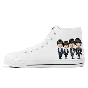 Beatles Caricature High-Top Canvas Shoes For Beatles Fan Gift For Beatle Fan Fab Four Converse Style Sneakers Beatles Collectible Sneakers