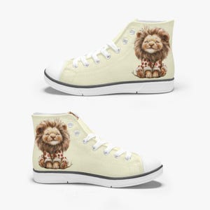 Lion whimsical Light Kid&#39;s High-Top Canvas Shoes / Canvas Sneakers For Kids / Cute And Cool Kids Shoes /