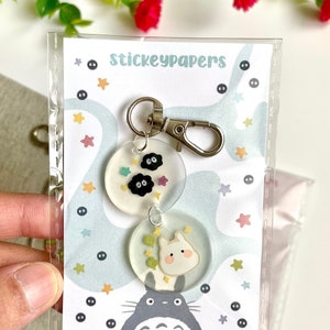 Soot Sprites Keychain | Totoro Keychain | Shrink Plastic Keychain | Kawaii keychain | Handmade keychain | Cute Accessories