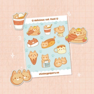 Delicious Cat food Sticker sheet | Cat Stickers | Deco stickers | Journal Stickers | Planner Stickers | Kawaii stickers | Cute stickers