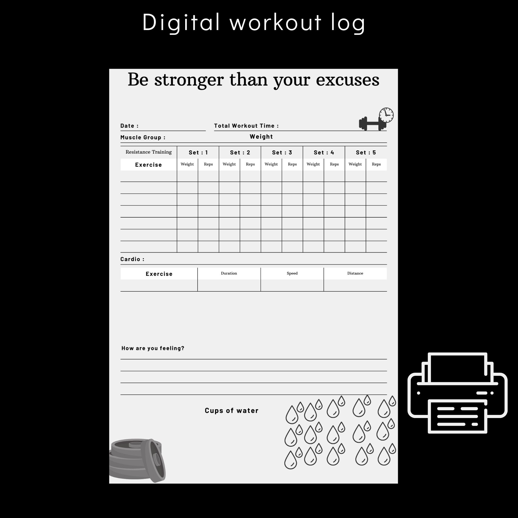 Digital Download of a Workout Log Book. Etsy