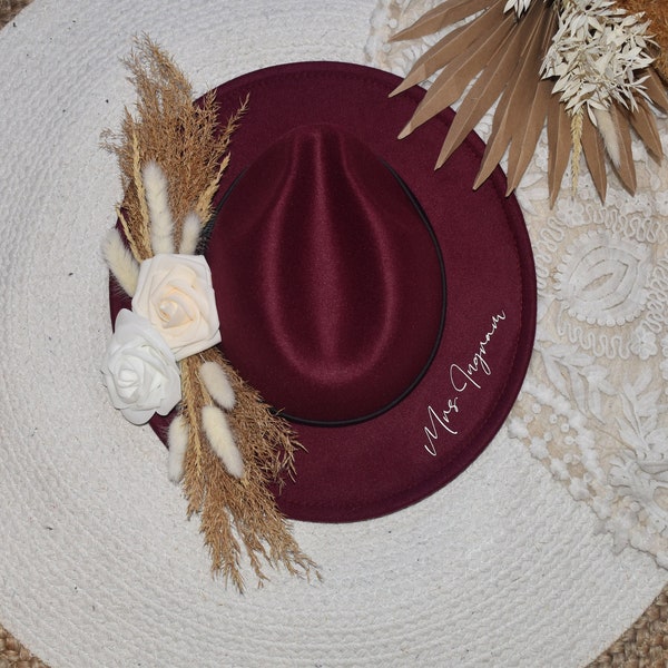 Bride Fedora Hat, MULTIPLE COLOR OPTIONS, Bride Hat, Bridal Hat, Wedding Hat, Fedora Hat, Mrs Hat, Custom Bride Hat, Personalized Fedora Hat