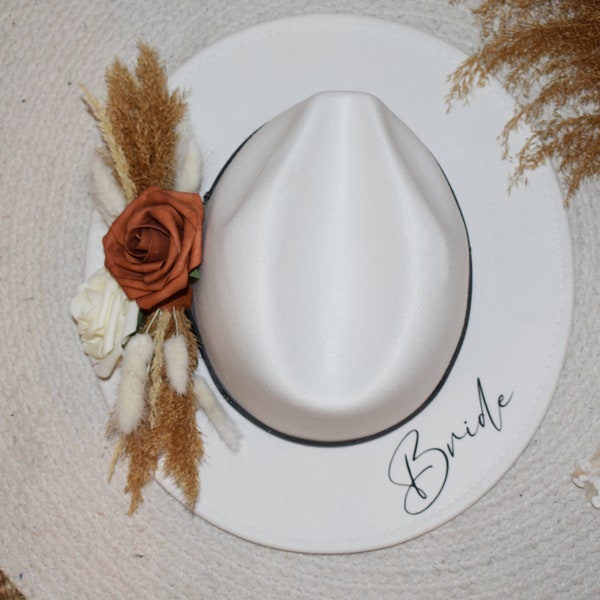 Bride Fedora Hat, Boho Hat, Bride Hat, Bridal Hat, Wedding Hat, Fedora Hat, Mrs Hat , Boho Bride, Custom Fedora Hat, Personalized Hat