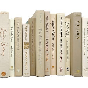 Beige Books by Color for Home Decor and Staging, Beige, Off White and Ivory Book Collections Book Stacks, Set of Decorative Books by Color