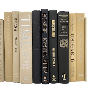 Home Decor Books by Color for Home Decor and Staging, Neutral Book Collections and Book Stacks, Set of Decorative Books by Color