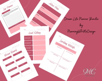 Paquete Dream Life Planner - Descarga instantánea - Planificador de vida imprimible - Planificador de objetivos de vida - Planificación de la junta de visión