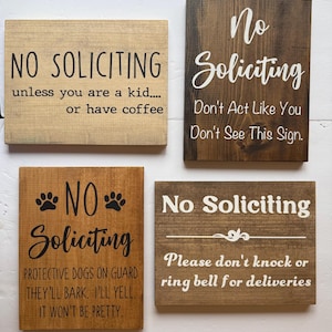 Panneau en bois « Interdiction de solliciter » peint à la main, décoration de porte d&#39;entrée personnalisable
