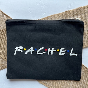 Personalized Friends Two Sizes Zipper Canvas Cosmetics Bag, Great as a Make Up Bag, Small Storage, or Pencil Pouch.  Perfect for Friends Fan