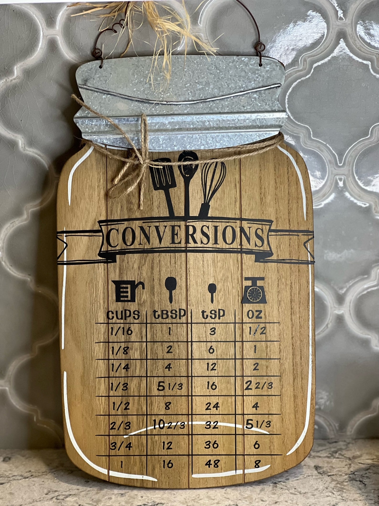 Mason Jar Kitchen Conversion Chart Kitchen Conversion Etsy