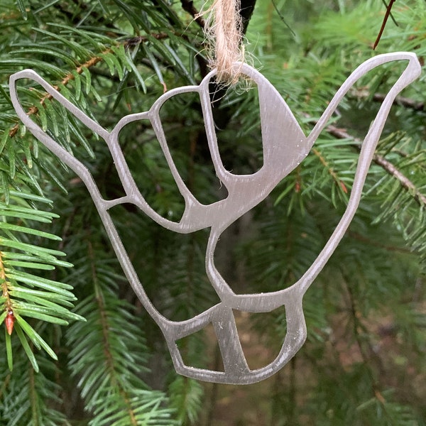 Shaka Ornament Stainless Steel | Hawaii Surfer Art | Hang Loose Hawaii | Surfing Gift | Aloha Holiday Gift | Hawaii Shaka Ornament