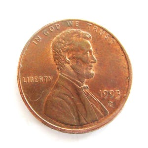 Vintage 1993-D Lincoln Memorial Penny Copper One Cent Penny Full Date, Fine+ Condition, Circulated Penny - Collectible Coin