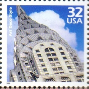 Vintage Unused Chrysler Building Art Deco Style New York US Stamp 1920 Celebrate the Century 32 Cent Scott 3184j - Craft Supplies, Scrapbook