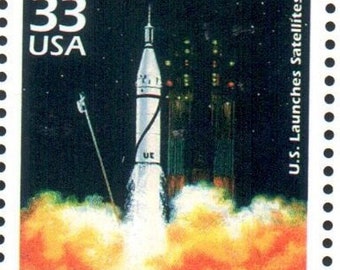 Vintage Unused US Stamp Space Exploration First US Satellite Launch 1958 - 33 Cent MNH Scotts 3187f - Junk Journaling, Scrapbooking,
