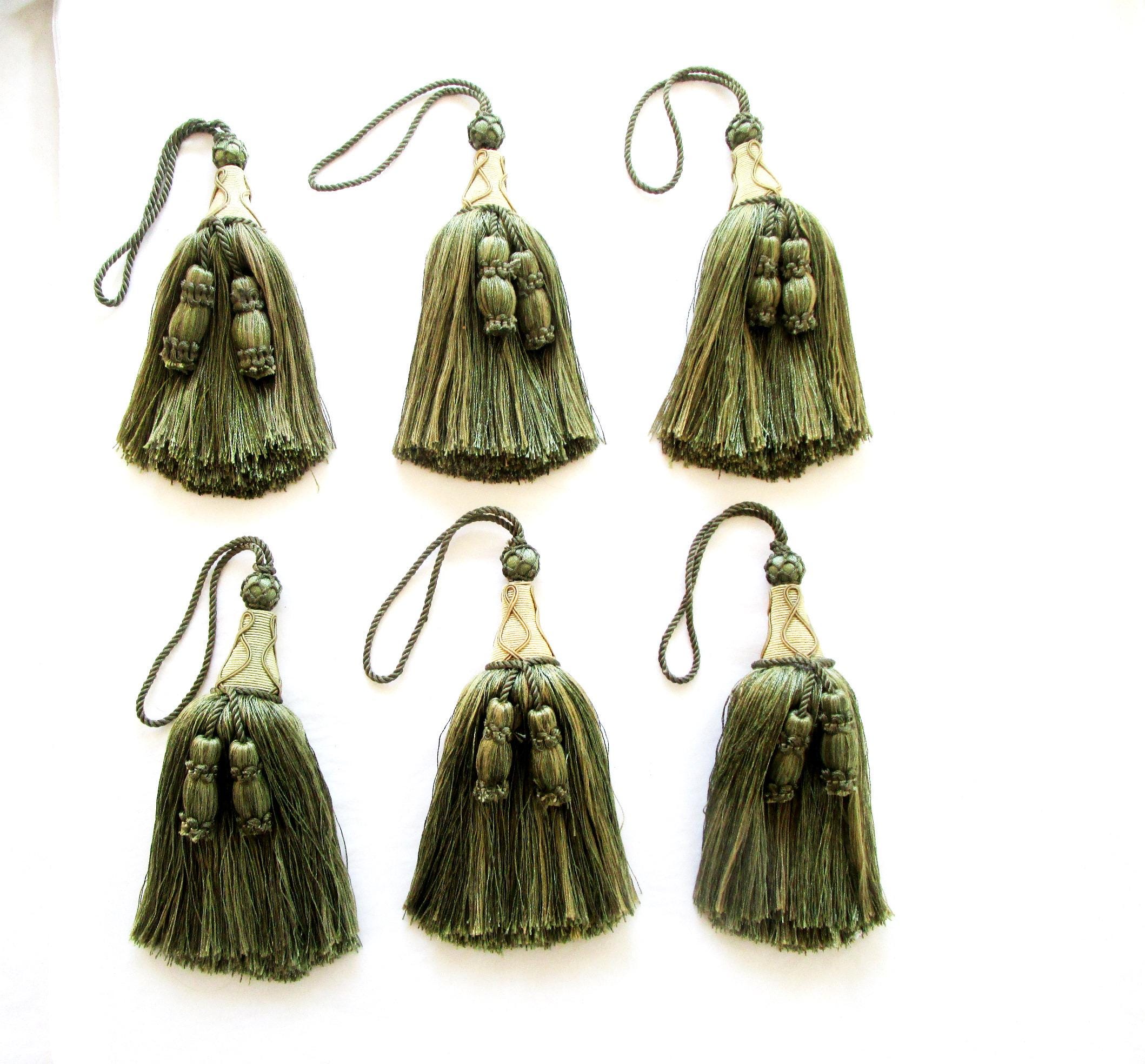 Lot De 5 Glands Décoratifs Vintage Vert Olive - Occasion, Parfaits Pour Décoration Maison Ou Projets DIY