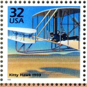Vintage Unused Kitty Hawk First Controlled Powered Flight - Wright Bros US Postage Stamp 1900's Celebrate the Century 32 Cent - Scotts 3182g