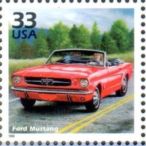 Vintage Unused Ford Mustang Classic Pony Car Stamp Automobile 1960 Celebrate the Century 33 Cent US Stamp Scotts 3188h - Junk Journaling