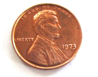 Vintage 1973 Lincoln Memorial Penny Copper One Cent Penny Full Date, X-Fine+ Condition, Circulated Collectible Coin