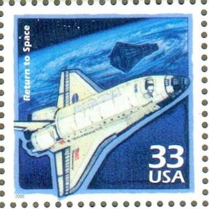 Vintage Unused Space Shuttle John Glenn 1998 Return to Space - 33 Cent US Stamp Scotts 3191h - Junk Journaling, Scrapbooking, Collectible