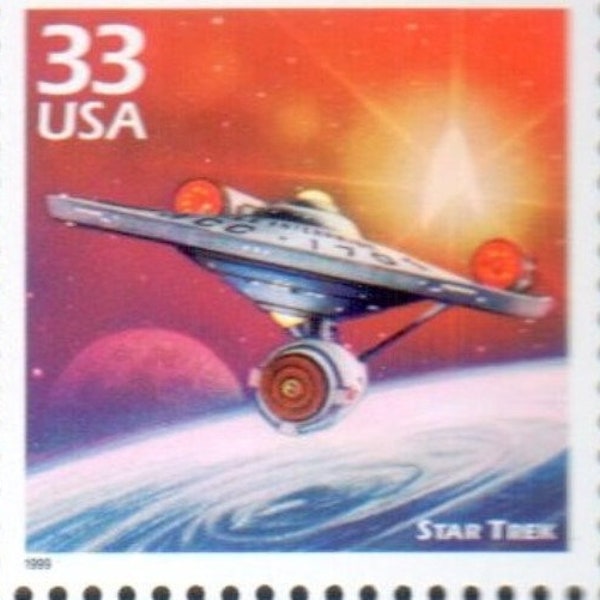 US Stamp Star Trek Starship Enterprise Captain Kirk, Mr. Spock 1960 Celebrate the Century 33 Cent MNH Scotts 3188e