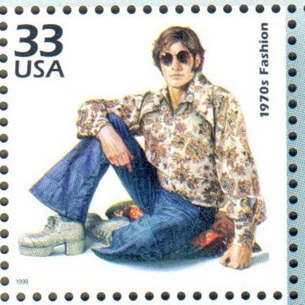 US Stamp 1970's Fashion Bell Bottoms, Mini-Skirts, Hot Pants 1970 Celebrate the Century 33 Cent MNH Scotts 3189k