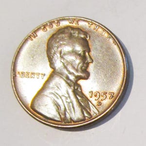 Vintage 1957D Lincoln Penny Copper Wheat One Cent Penny Full Date, X-Fine+ Condition, Circulated Penny - Collectible Coin