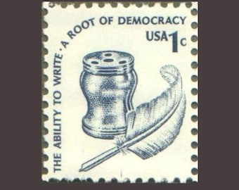 Vintage Ability to Write - A Root of Democracy 1 Cent US Stamp MNH Scott 1581, Junk Journaling, Scrapbooking