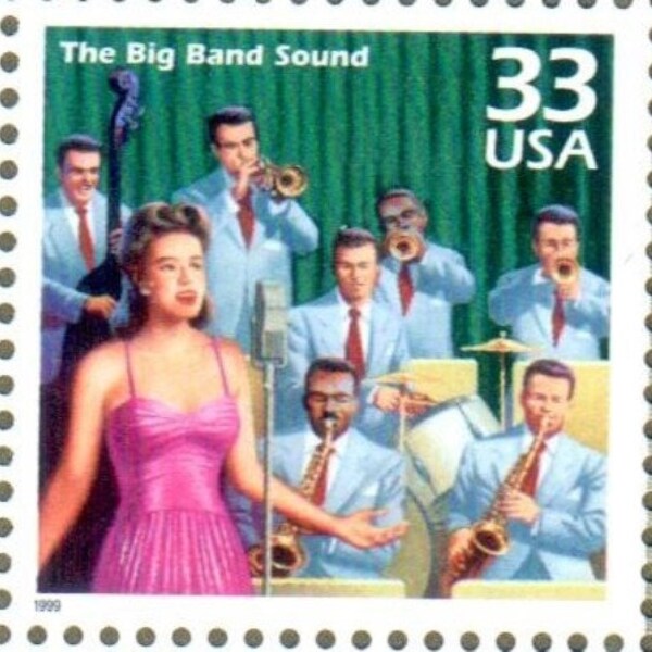 US Stamp 1940s Celebrate the Century Big Band Music Duke Ellington, Glenn Miller, Benny Goodman 33 Cent MNH Scotts 3186j