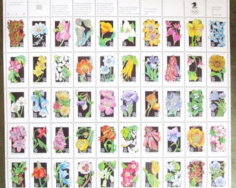 Unused US Postage Stamp 50 Wildflowers Stamp Sheet - (50) 29 Cent Stamps Issued 1991 - Great for Wedding Invitations, Thank You