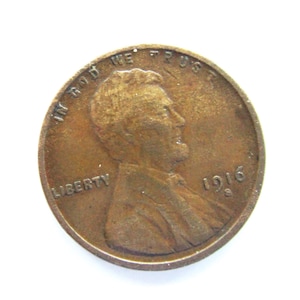 Vintage 1916-S Lincoln Penny Copper Wheat One Cent Penny Full Date, Good Condition, Circulated Penny - Collectible Coin - US America Coin