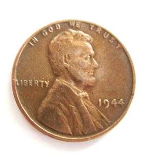 Vintage 1944 Lincoln Penny Copper Wheat One Cent Penny Full Date, X-Fine+ Condition, Circulated Penny - Collectible Coin