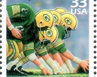 Vintage Unused Super Bowl #l&2 Green Bay Packers Football Champions 33 Cent US Stamp, 1960's - Scott 3188d - Junk Journaling, Scrapbooking