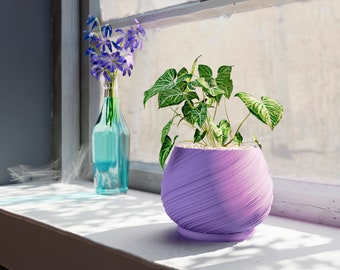 Planter Round Pot Spiral Egg Twist Planter Egg Shaped Pot with Drip Tray