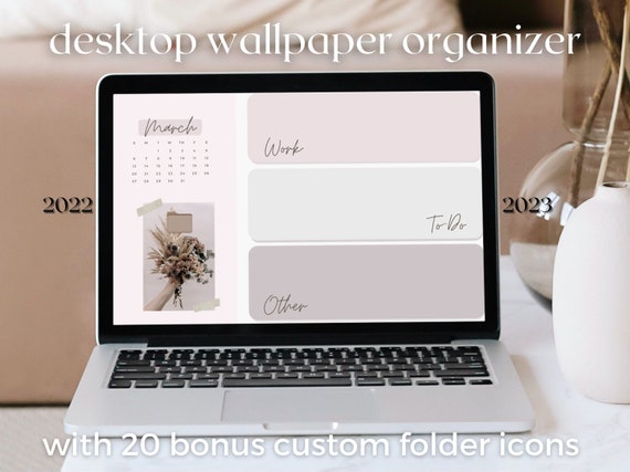 2022 2023 Calendar Desktop Wallpaper Organizer Folder Icons | Etsy Canada