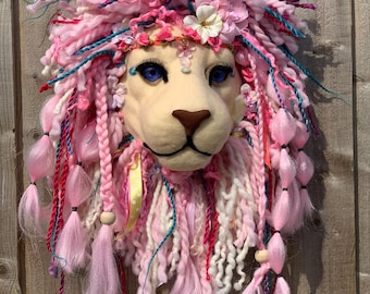 Handmade Sparkly Lion Head Wall Decor: Festival Nursery Art