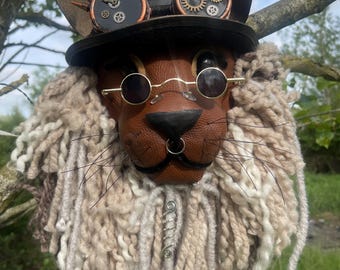Steampunk SAM super whimsical  vintage lion gothic look with Hat and googles A Real Character COMMIISIONS WELCOME