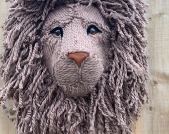 Lion Big Woolley Lion head Handmade with tweed colour wool striking on any wall