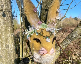 Hare Miss Summer festival  bunny furry face large eyes,  animal  GORGEOUS rabbit bespoke animal head handmade birthday