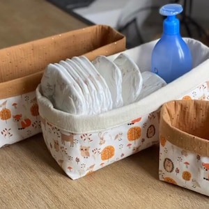 Cesta personalizada / Cesta para toallitas lavables / Cesta para cambiador / Cesta para pañales / Cesta de tela / Cesta de almacenamiento